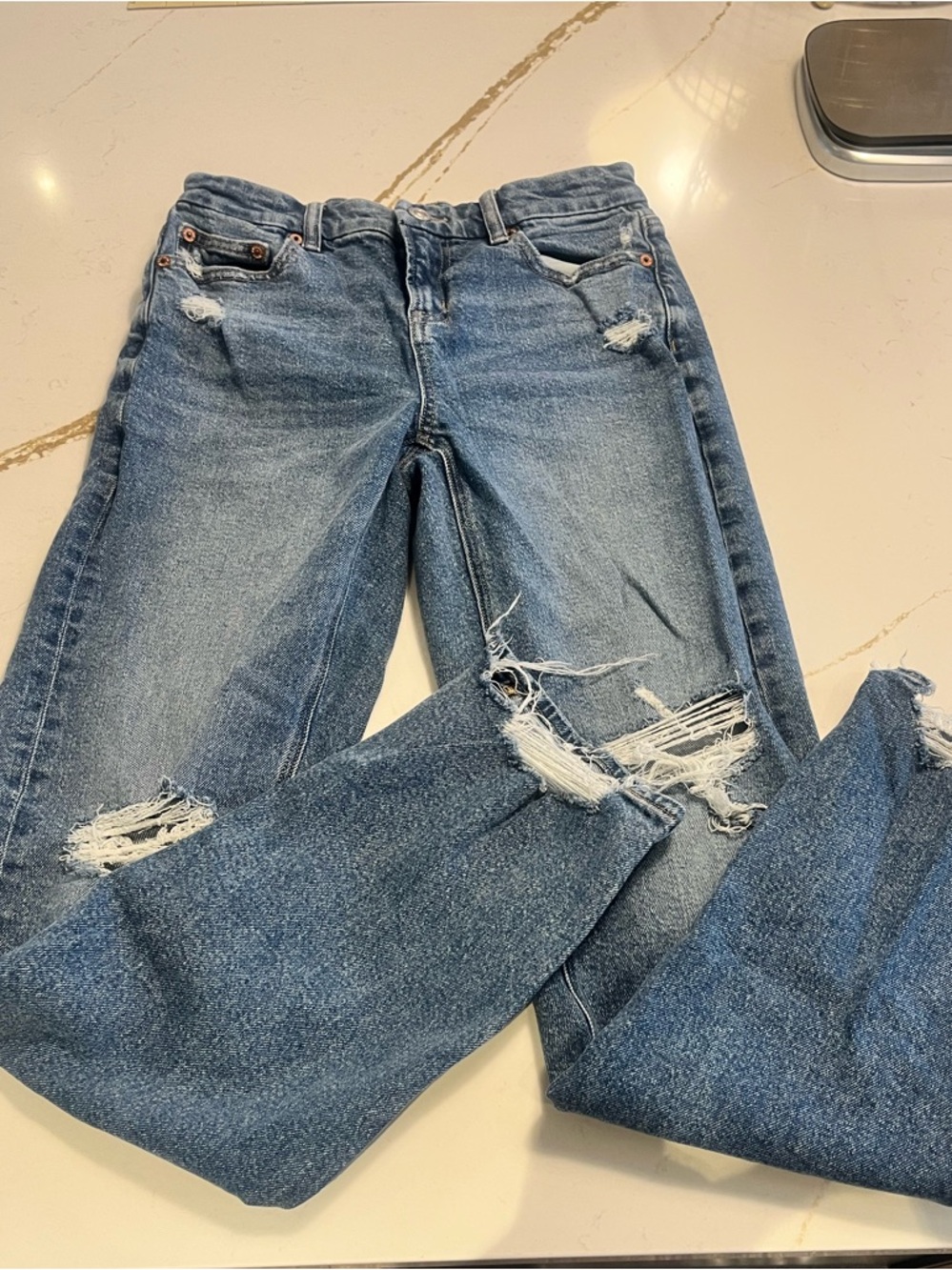 American Eagle Curvy Straight Distressed Blue Women's Jeans